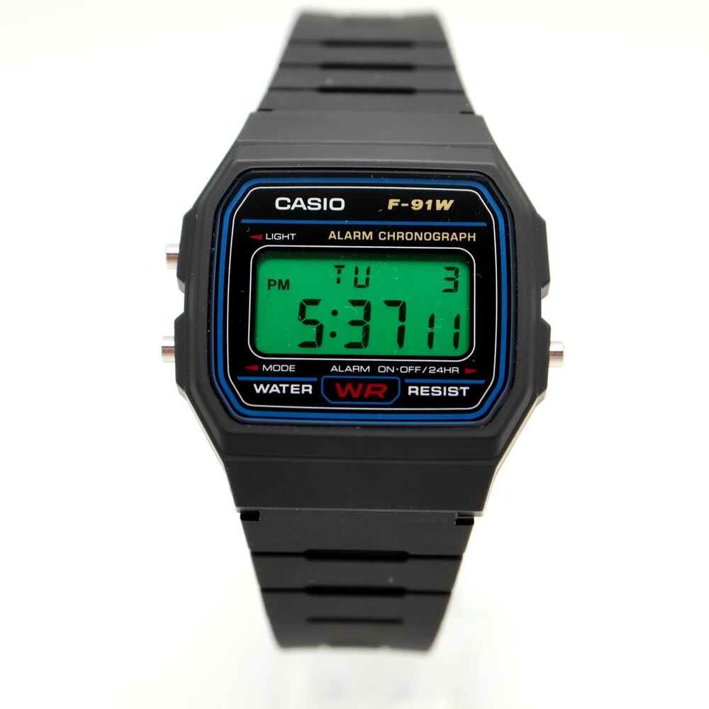 Casio F-91W Custom Mod UPGRADED BACKLIGHT Color Screen Green Digital Watch